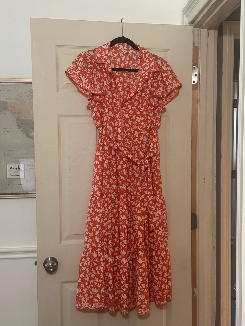 Women’s Orange Floral Midi Dress - Brand